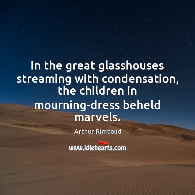 In the great glasshouses streaming with condensation, the children in mourning-dress beheld Image