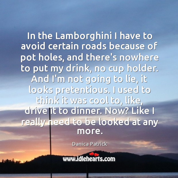 In the Lamborghini I have to avoid certain roads because of pot Danica Patrick Picture Quote