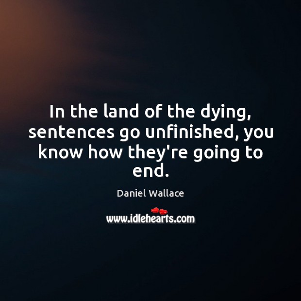 In the land of the dying, sentences go unfinished, you know how they’re going to end. Daniel Wallace Picture Quote