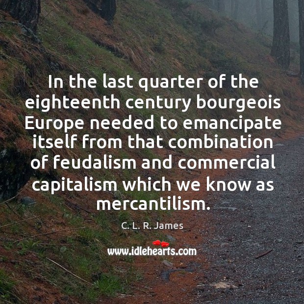 In the last quarter of the eighteenth century bourgeois C. L. R. James Picture Quote