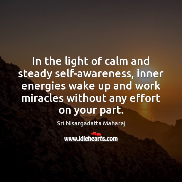 In the light of calm and steady self-awareness, inner energies wake up Effort Quotes Image
