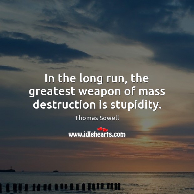 In the long run, the greatest weapon of mass destruction is stupidity. Image