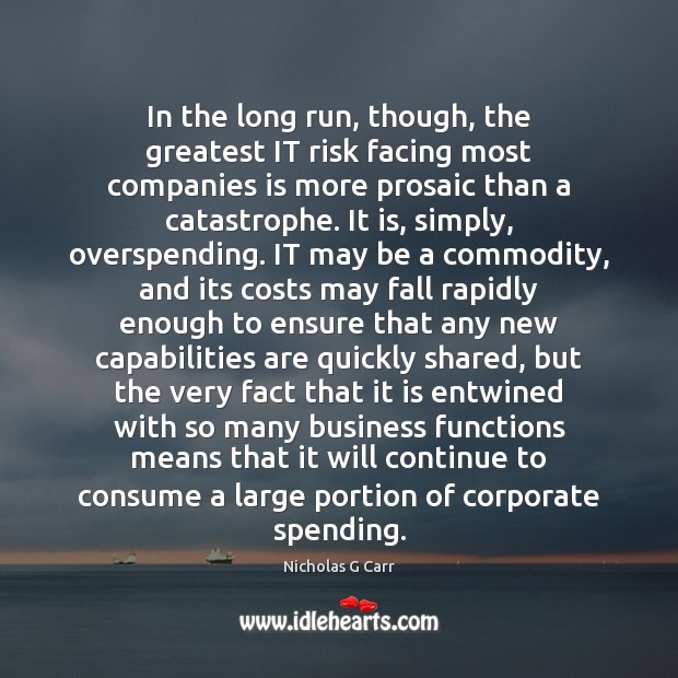 In the long run, though, the greatest IT risk facing most companies Nicholas G Carr Picture Quote