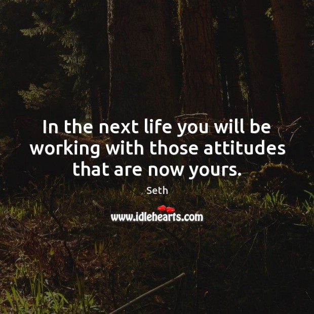 In the next life you will be working with those attitudes that are now yours. Seth Picture Quote