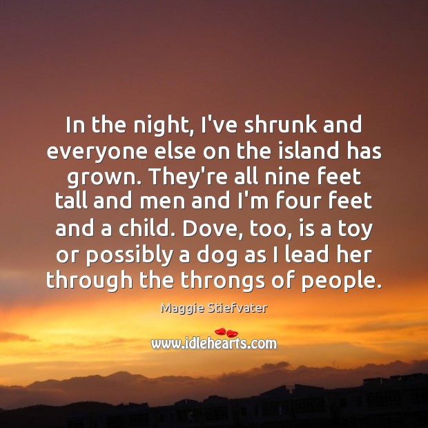 In the night, I’ve shrunk and everyone else on the island has Maggie Stiefvater Picture Quote