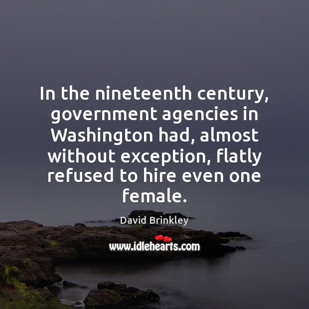 In the nineteenth century, government agencies in Washington had, almost without exception, David Brinkley Picture Quote