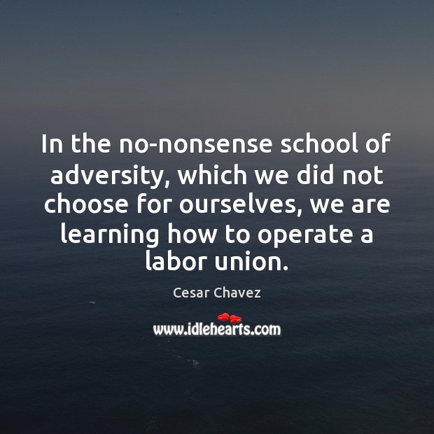 In the no-nonsense school of adversity, which we did not choose for Cesar Chavez Picture Quote