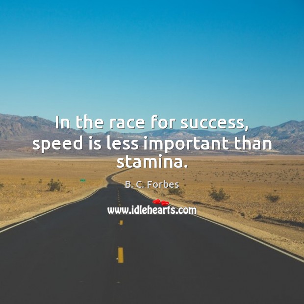 In the race for success, speed is less important than stamina. B. C. Forbes Picture Quote