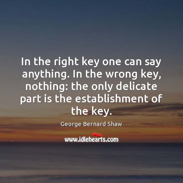 In the right key one can say anything. In the wrong key, George Bernard Shaw Picture Quote