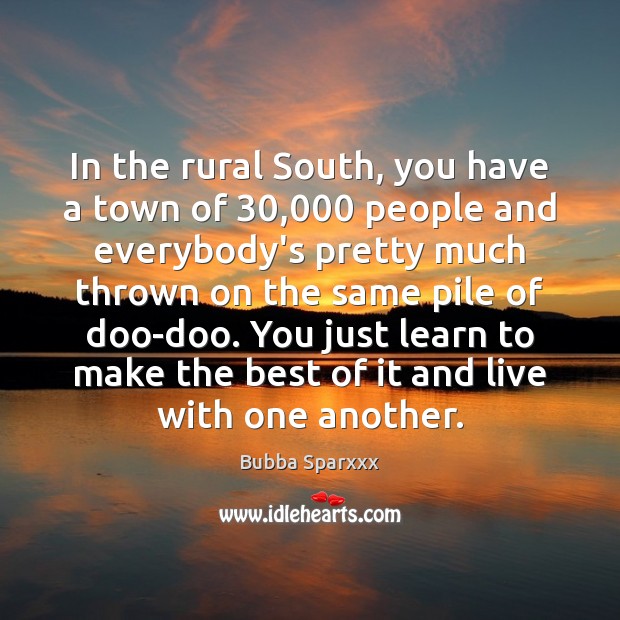 In the rural South, you have a town of 30,000 people and everybody’s Bubba Sparxxx Picture Quote