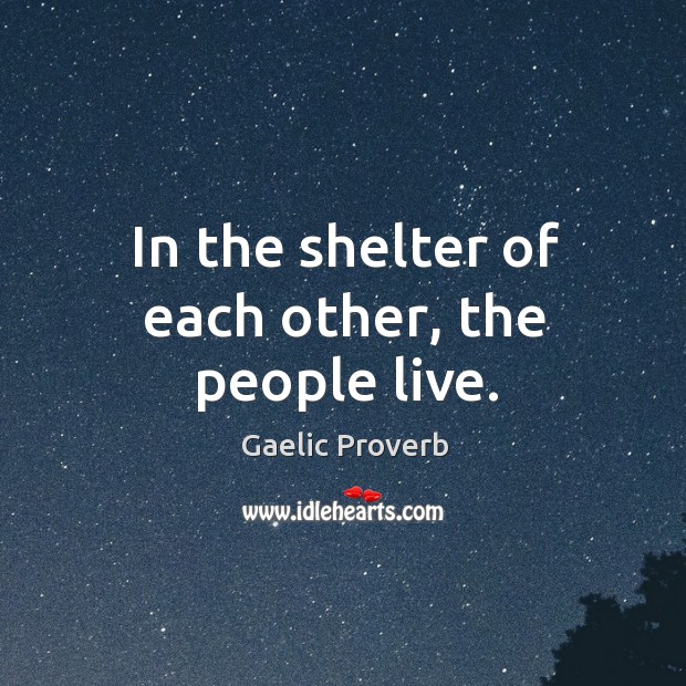 In the shelter of each other, the people live. Gaelic Proverbs Image