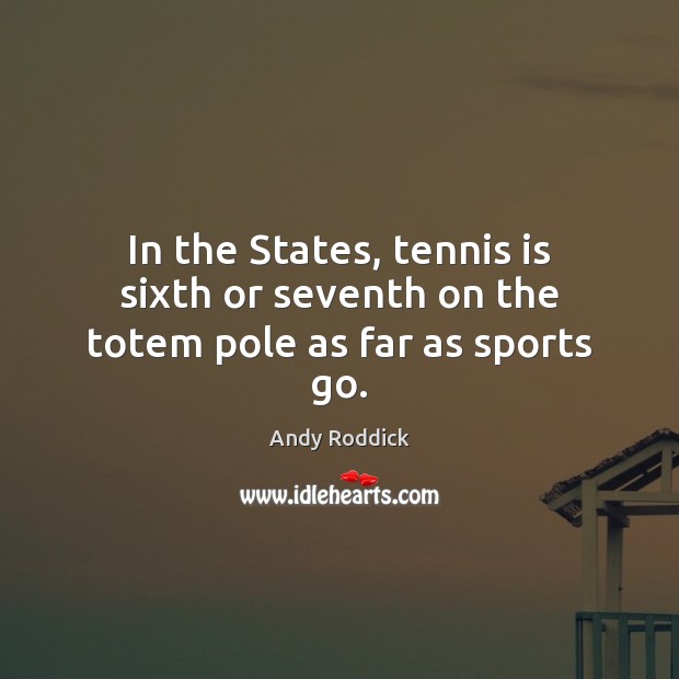 In the States, tennis is sixth or seventh on the totem pole as far as sports go. Andy Roddick Picture Quote