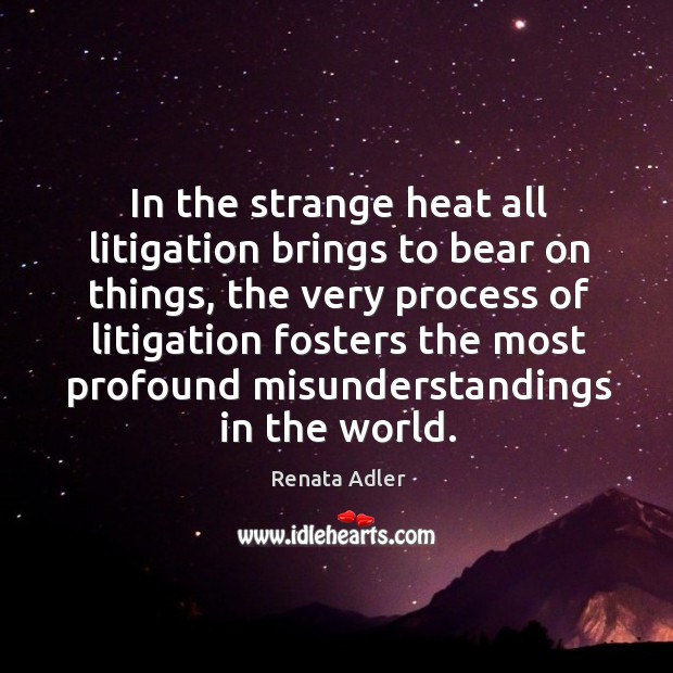 In the strange heat all litigation brings to bear on things.. Renata Adler Picture Quote