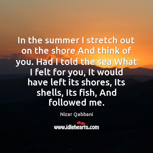 In the summer I stretch out on the shore And think of Summer Quotes Image