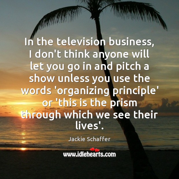 In the television business, I don’t think anyone will let you go Jackie Schaffer Picture Quote
