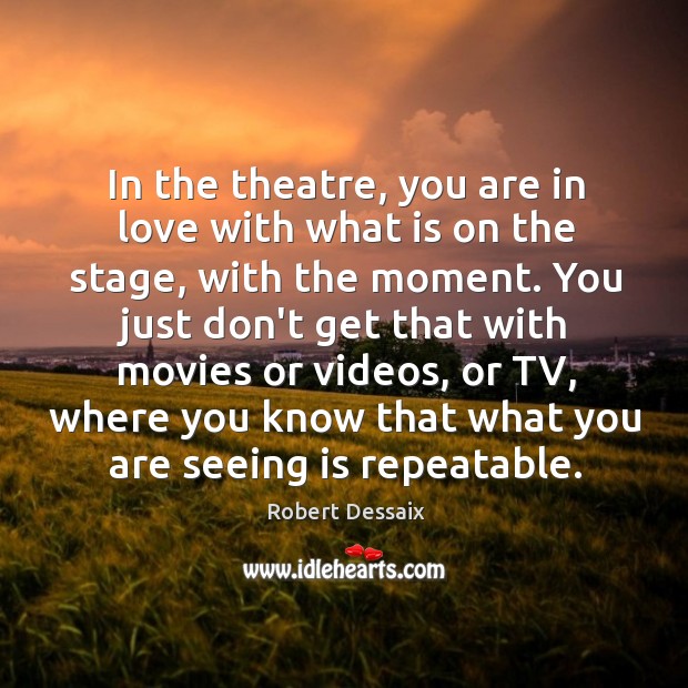 In the theatre, you are in love with what is on the Robert Dessaix Picture Quote