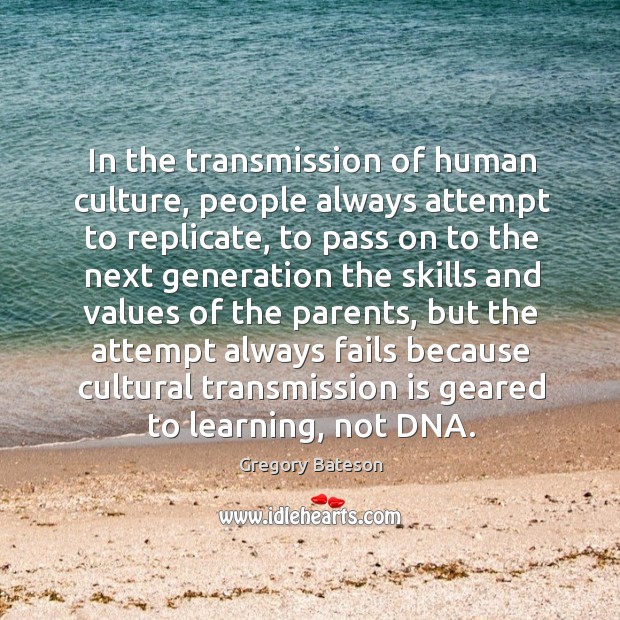 In the transmission of human culture, people always attempt to replicate, to pass on to 