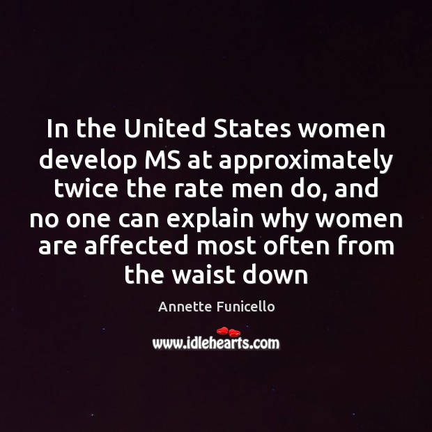 In the United States women develop MS at approximately twice the rate Annette Funicello Picture Quote