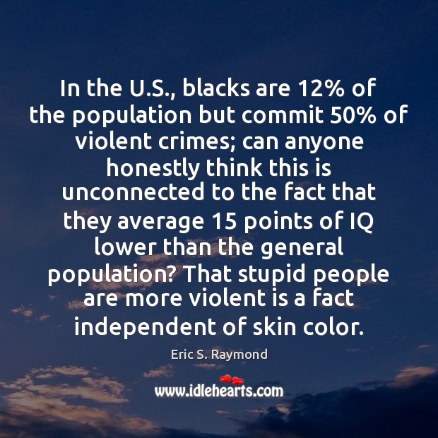 In the U.S., blacks are 12% of the population but commit 50% of Image
