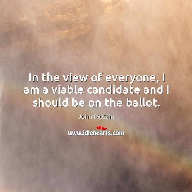 In the view of everyone, I am a viable candidate and I should be on the ballot. John McCain Picture Quote
