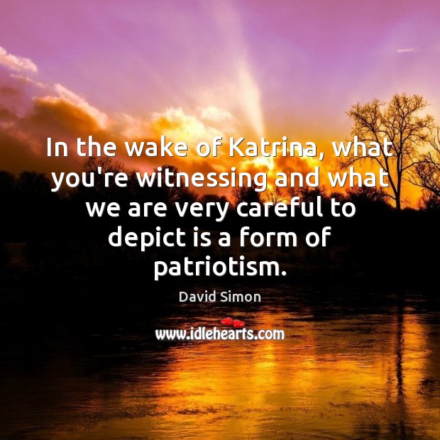 In the wake of Katrina, what you’re witnessing and what we are David Simon Picture Quote