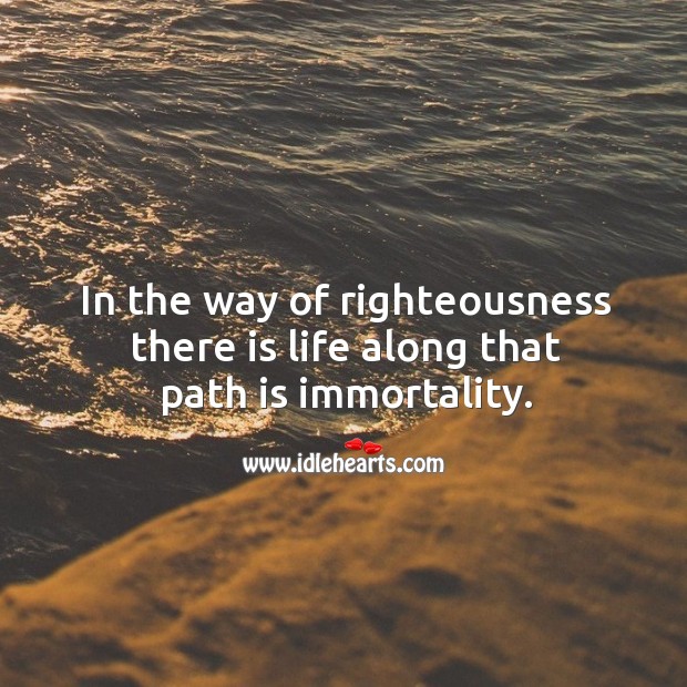 In the way of righteousness there is life along that path is immortality. Image