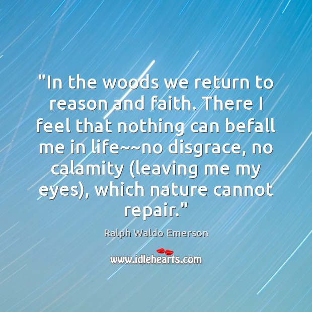 “In the woods we return to reason and faith. There I feel Image