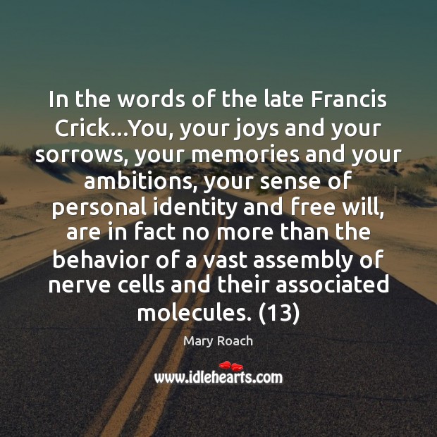 In the words of the late Francis Crick…You, your joys and Image