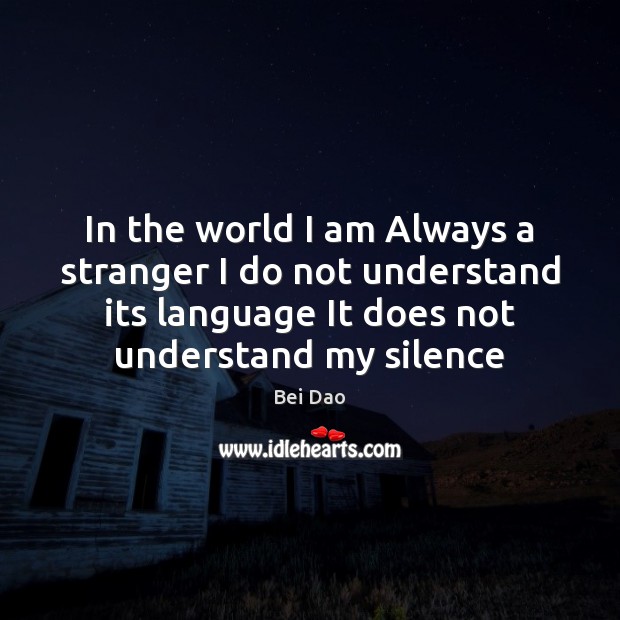 In the world I am Always a stranger I do not understand Bei Dao Picture Quote