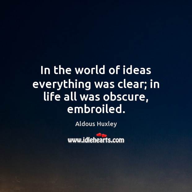 In the world of ideas everything was clear; in life all was obscure, embroiled. Image