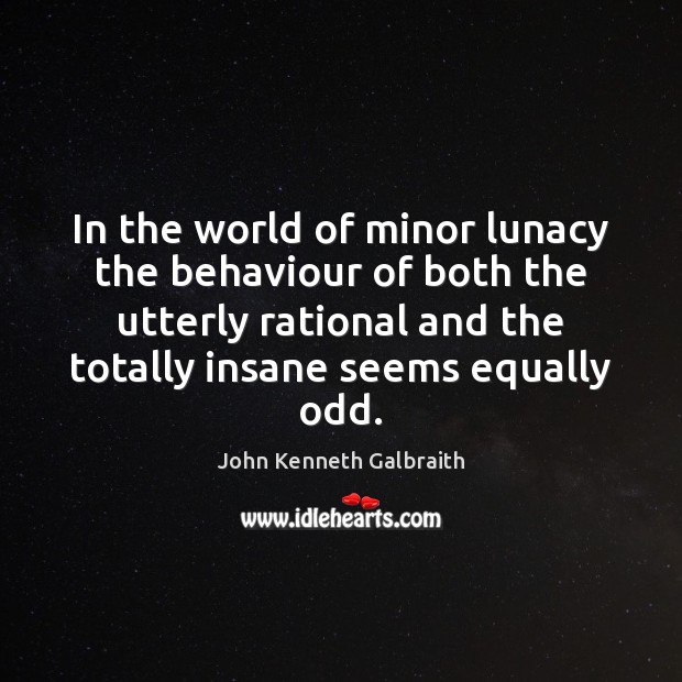 In the world of minor lunacy the behaviour of both the utterly John Kenneth Galbraith Picture Quote