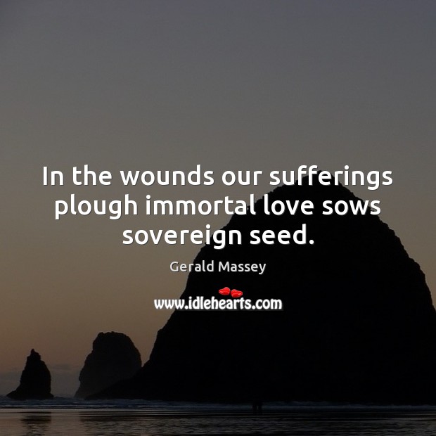 In the wounds our sufferings plough immortal love sows sovereign seed. Gerald Massey Picture Quote