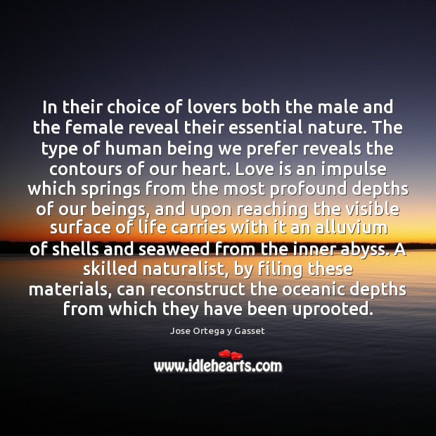 In their choice of lovers both the male and the female reveal Jose Ortega y Gasset Picture Quote