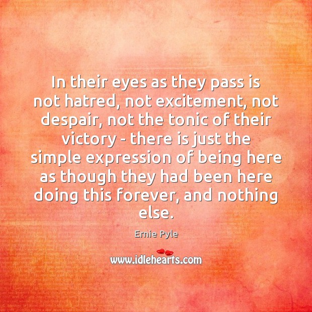 In their eyes as they pass is not hatred, not excitement, not Image