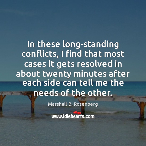 In these long-standing conflicts, I find that most cases it gets resolved Marshall B. Rosenberg Picture Quote