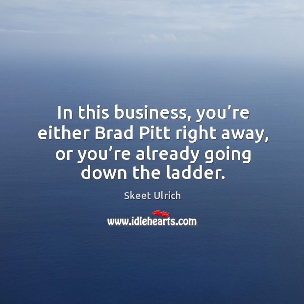In this business, you’re either brad pitt right away, or you’re already going down the ladder. Skeet Ulrich Picture Quote