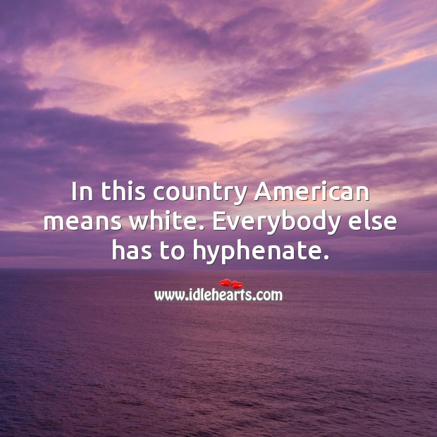In this country american means white. Everybody else has to hyphenate. Image