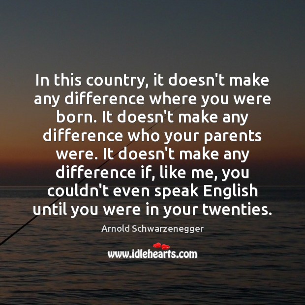 In this country, it doesn’t make any difference where you were born. Arnold Schwarzenegger Picture Quote
