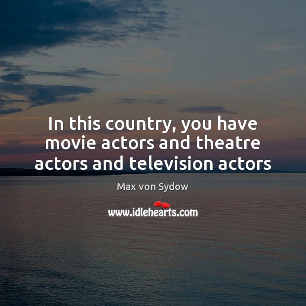 In this country, you have movie actors and theatre actors and television actors 