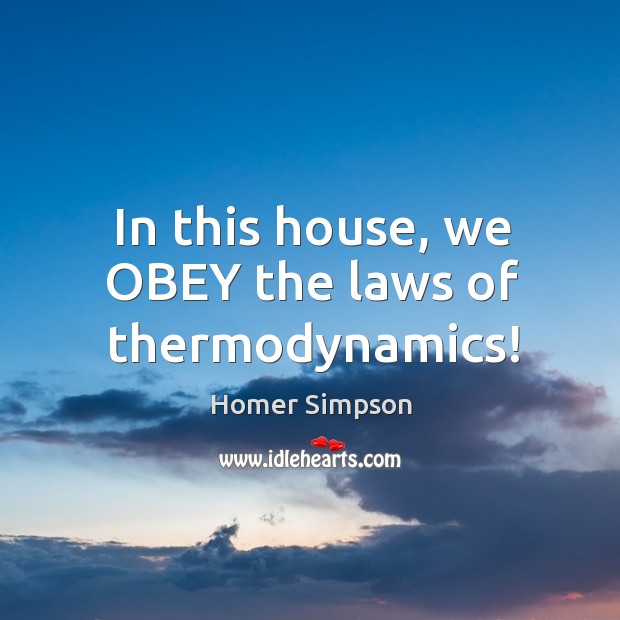 In this house, we obey the laws of thermodynamics! Homer Simpson Picture Quote