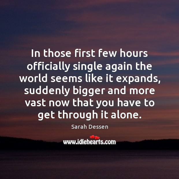 In those first few hours officially single again the world seems like Sarah Dessen Picture Quote