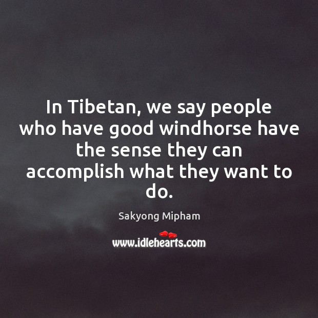 In Tibetan, we say people who have good windhorse have the sense Sakyong Mipham Picture Quote