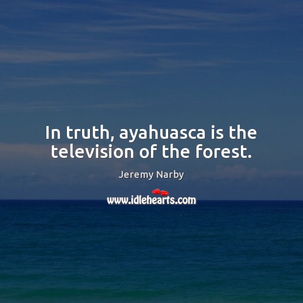 In truth, ayahuasca is the television of the forest. Jeremy Narby Picture Quote