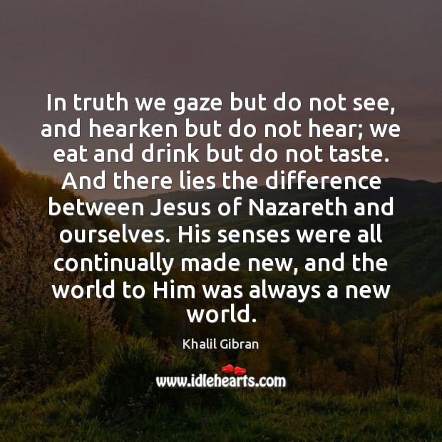 In truth we gaze but do not see, and hearken but do Image