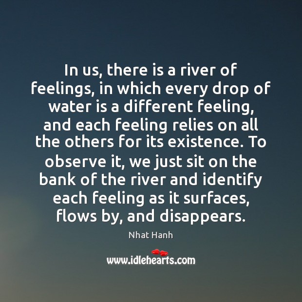 In us, there is a river of feelings, in which every drop Nhat Hanh Picture Quote