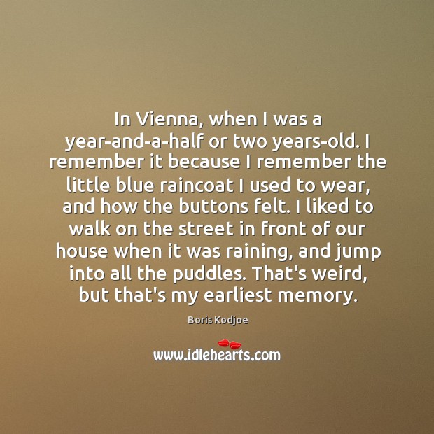 In Vienna, when I was a year-and-a-half or two years-old. I remember Boris Kodjoe Picture Quote