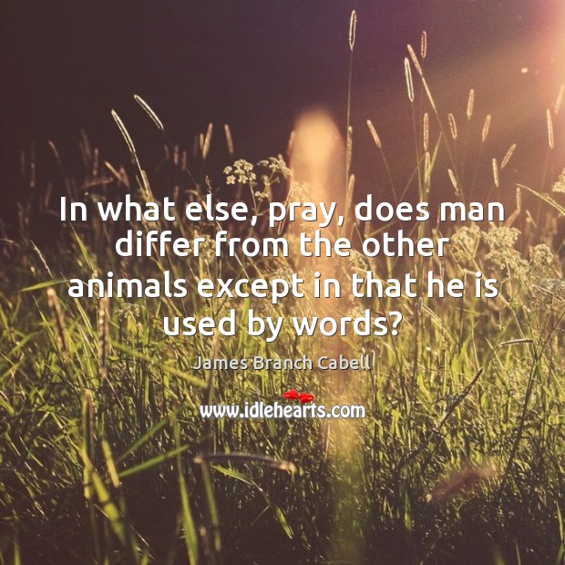 In what else, pray, does man differ from the other animals except James Branch Cabell Picture Quote
