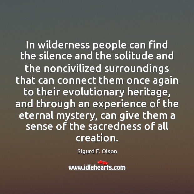 In wilderness people can find the silence and the solitude and the Sigurd F. Olson Picture Quote