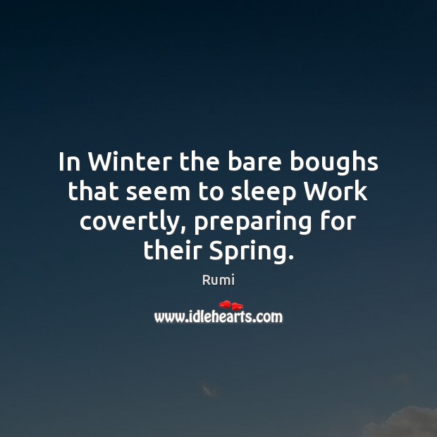 In Winter the bare boughs that seem to sleep Work covertly, preparing for their Spring. Image