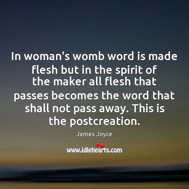 In woman’s womb word is made flesh but in the spirit of James Joyce Picture Quote